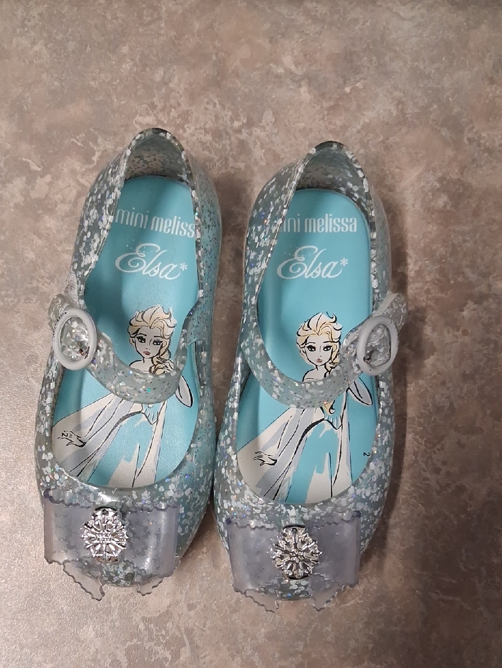 Mini Melissa Elsa Glitter Mary Jane Shoes - Aqua/Silver